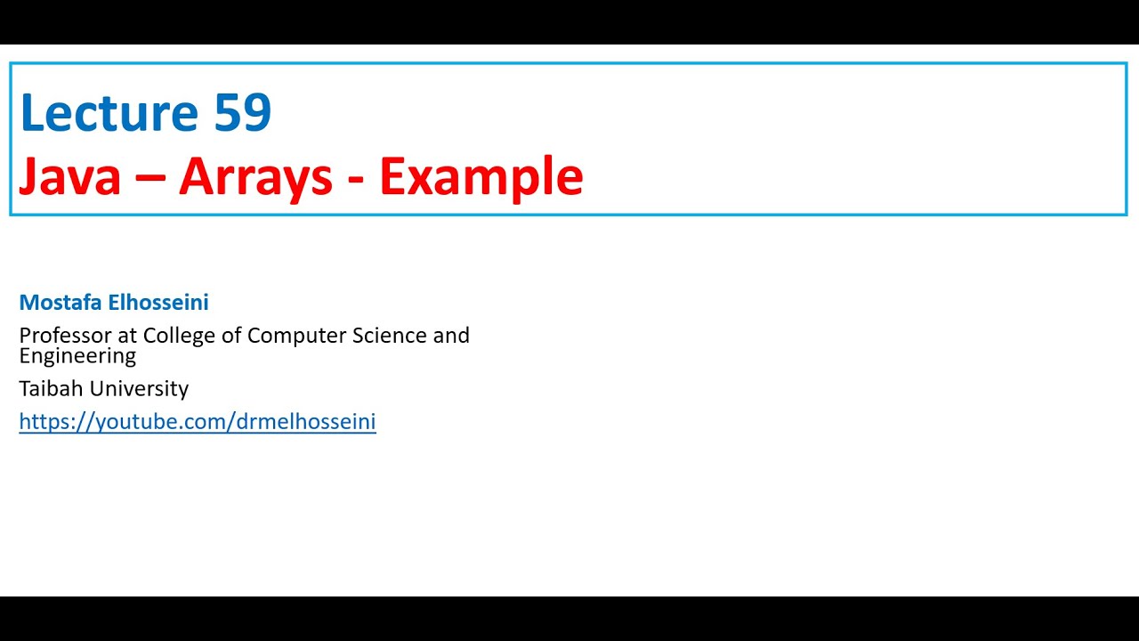 Lecture 59 Java | Array [ Example - Reverse an Array ] بالعربي - YouTube