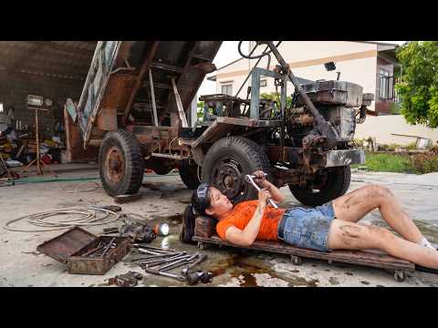 Genius Girl Restores an Old 4-Wheel Dump Truck: Complete Chassis and Engine Overhaul. Ep2