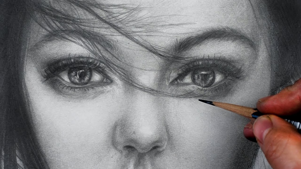 [Timelapse]How to draw, shade realistic face with graphite pencils