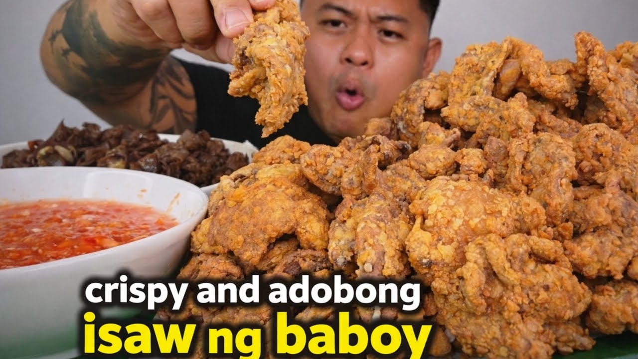 CRISPY AND ADOBONG ISAW NG BABOY | OUTDOOR COOKING | MUKBANG PHILIPPINES