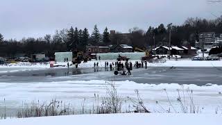 2024 Saranac Lake Winter Carnival Ice Palace construction