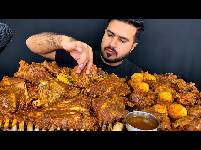 KING SIZE MUTTON FEAST 🔥 Giant Ribs, Spicy Gravy & Egg Curry Mukbang | Desi ASMR Eating Show