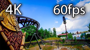 Toutatis horizon leveled front seat on-ride 4K POV @60fps Parc Asterix