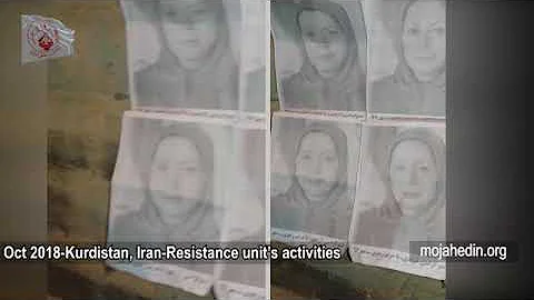 Oct 2018 Kurdistan, Iran A Resistance unit is putting up posters of Maryam Rajavi, president elect o