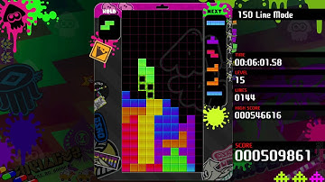 Tetris 99 - Marathon, 150 Line Mode (06:08.96, Tetris Lines Only, Splatoon Theme)