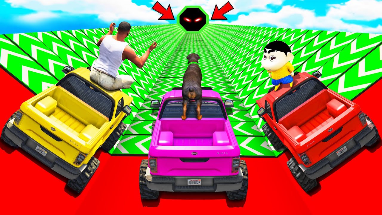 SHINCHAN AND FRANKLIN TRIED THE EPIC SPEED BOOSTER CORRIDOR PARKOUR CHALLENGE GTA 5