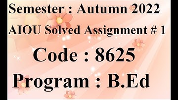 AIOU Code 8625 Solved Assignment No 1 Autumn 2022 | Baloch Academy