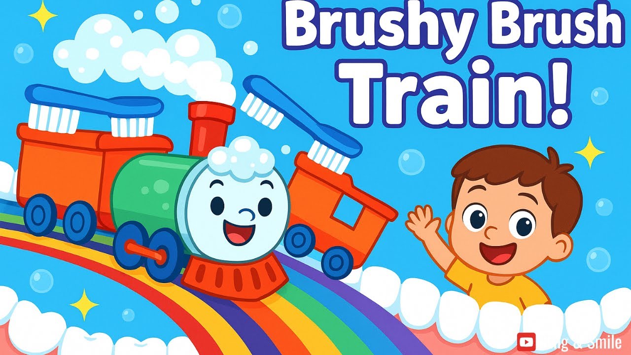 Tooth Brushing Fun! 🪥🚂 | Brushy Brush Train Adventure Song