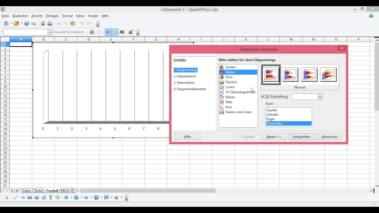 Openoffice Calc Tabelle Umbenennen Tabelle Einfugen Tabelle Loschen Diagramm Erstellen Youtube