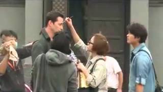 Keanu Reeves \& Tiger Hu Chen behind the scenes of \\