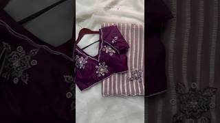 #beautiful saree #flower #embroidery #work #chiffon saree #stiched blouse