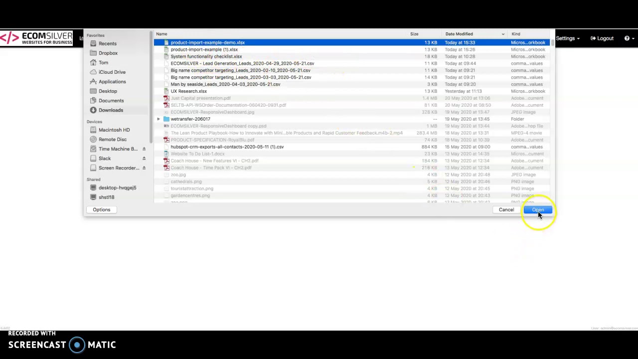 Product Import Tool using the ECOMSILVER CMS