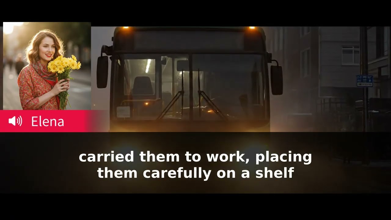 Who left the flowers at the bus stop?