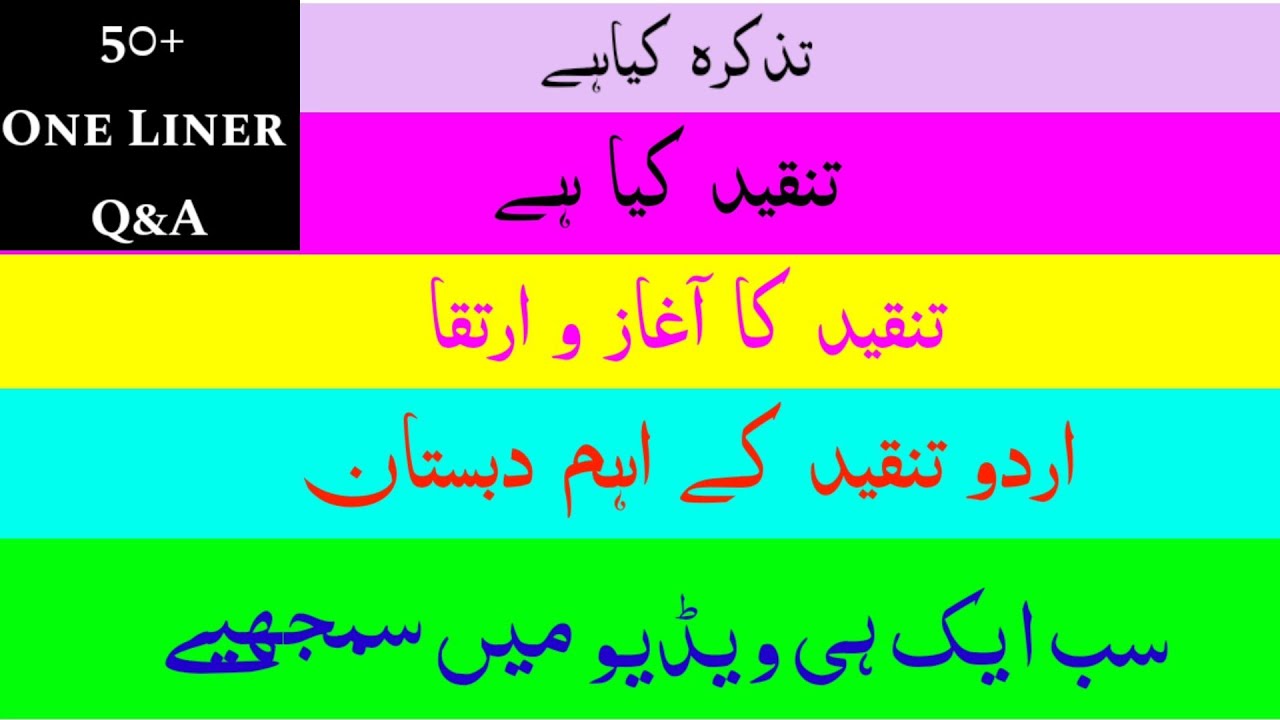 تنقید کے حوالے سے 50+ آبجیکٹیو سوال جواب ۔ سب ایک ہی ویڈیو میں ۔