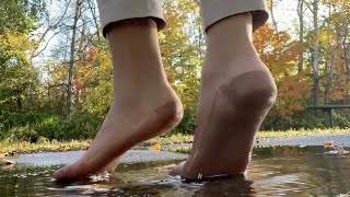 Trilbys Feet In Rht Nylons Splashing Around