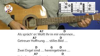 Am Weihnachtsbaume, die Lichter brennen, Akkorde & Text für Gitarre, Weihnachtslied chords