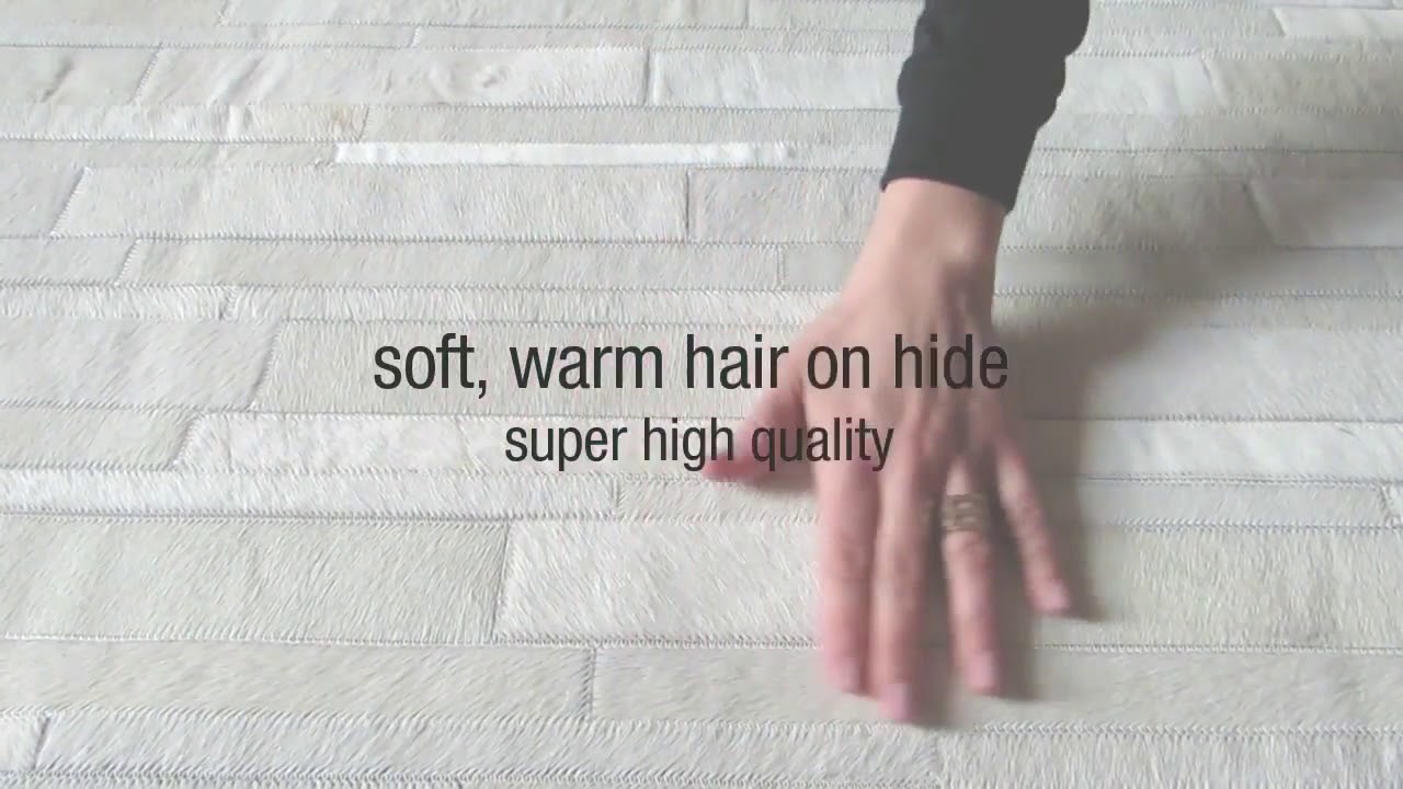 White Patchwork Cowhide Rug Stripes Design No  222 by Shine Rugs