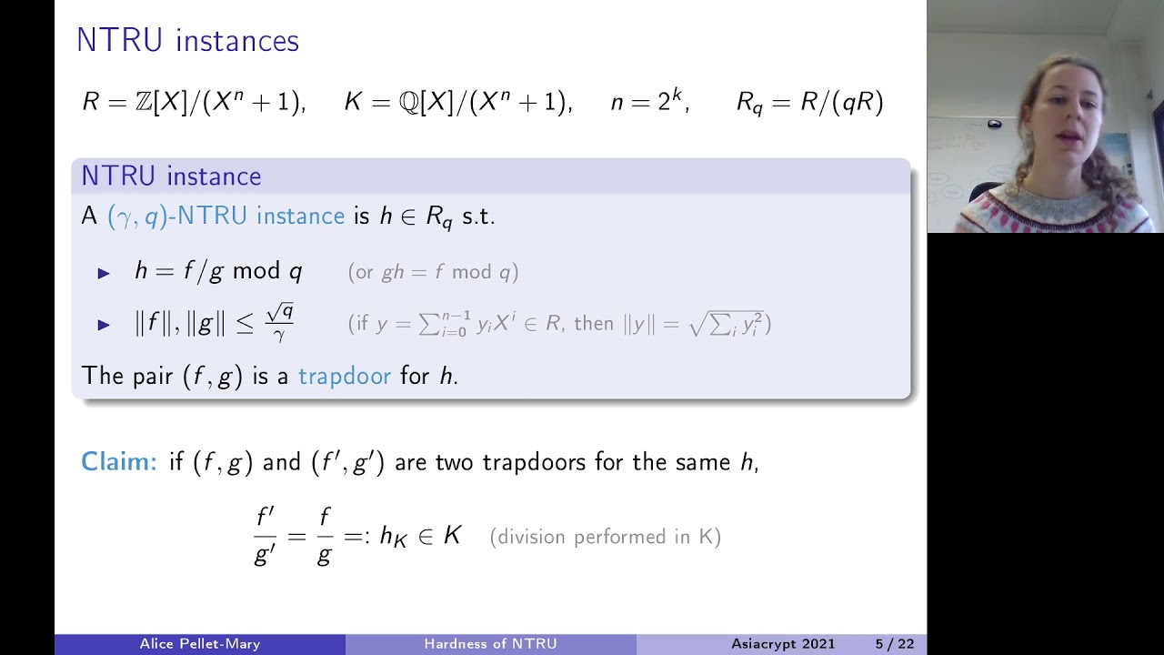 On the hardness of the NTRU problem - YouTube