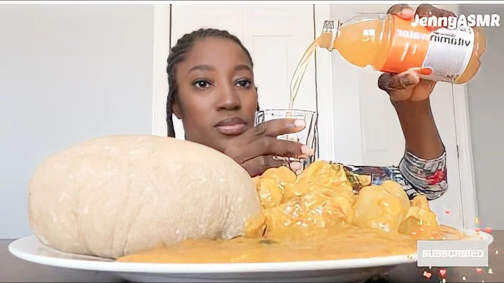 Mukbang Asmr Garri Fufu & Cocoyam Soup with cow feet/Ox feet/African Mukbang/Nigerian Food