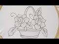 Hand embroidery beautiful flower pot design,Easy hand embroidery, Elegant rose flower pot embroidery