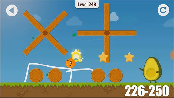 Where is my Avocado Draw Lines 3 Stars Walkthrough Part 9 Levels 226 - 250