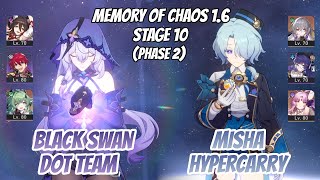 Black Swan DoT Team & Misha Hypercarry Memory of Chaos Stage 10 (3 Stars) | Honkai Star Rail