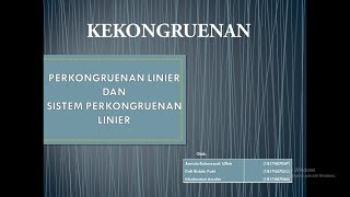 Perkongruenan dan Sistem Perkongruenan Linier | Teori Bilangan