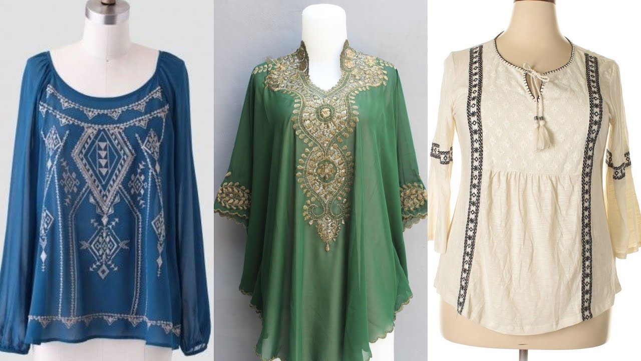 Very Stylish Embroidered Short Shirts And Kurties Designs 2019