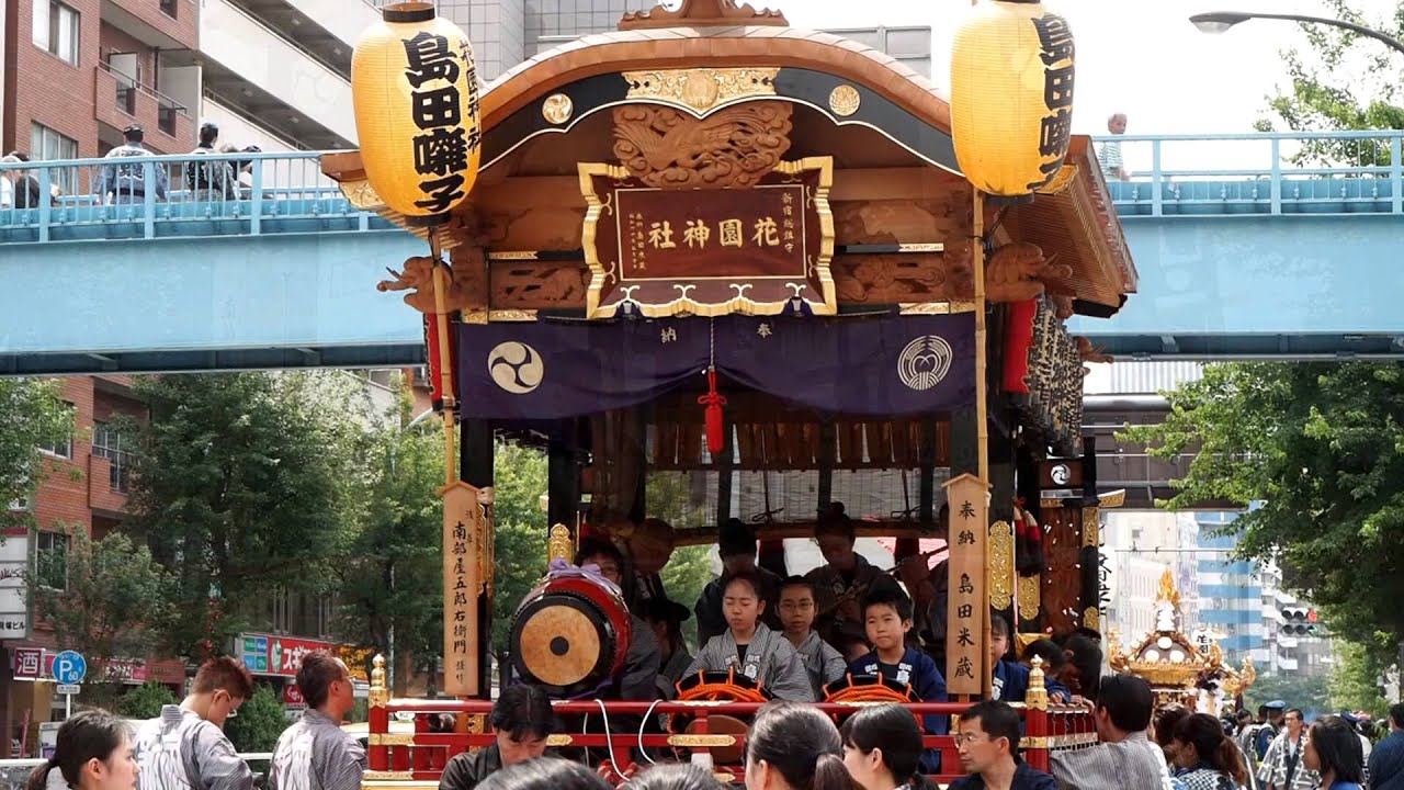 新宿花園神社例大祭14 島田囃子屋台 本社神輿 雷電神輿 Youtube