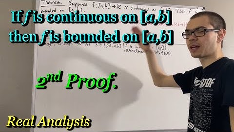 Prove if f is continuous on [a,b], then f is bounded on [a,b] (Second Proof) (ILIEKMATHPHYSICS)