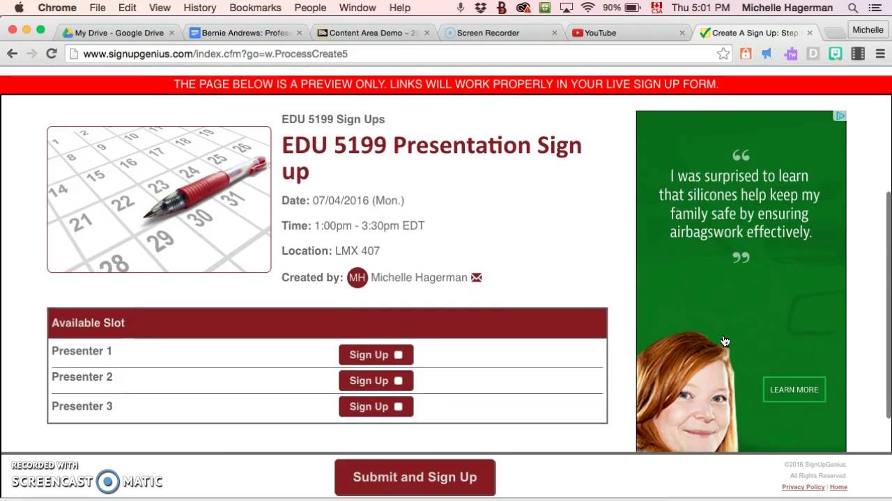 How To Create And Link To A Sign Up Genius In Bbl Youtube