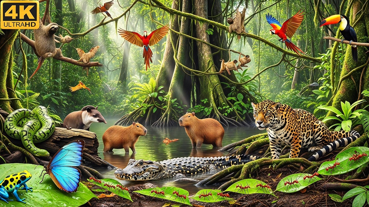 Relaxing Walk in the Amazon Rainforest | Rare Jungle Animals Up Close (4K ASMR)