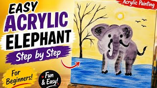 Cute Elephant Painting 🐘 | Easy Acrylic Painting for Beginners | Step by Step