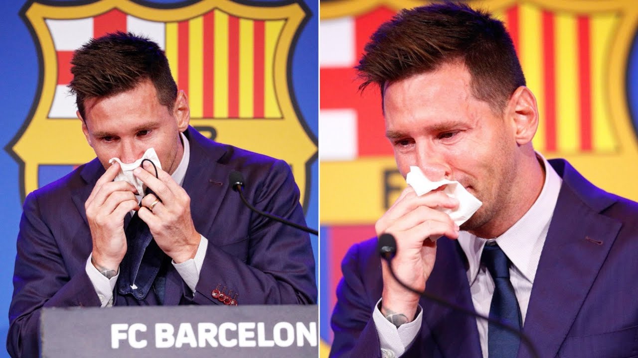 Lionel Messi breaks down in tears in Barcelona FC farewell