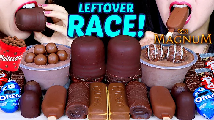 ASMR LEFTOVER DESSERT RACE! GIANT CHOCOLATE MARSHM...