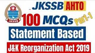 JKSSB AHTO GK Mock Test | Jammu & Kashmir Special MCQs with Explanation