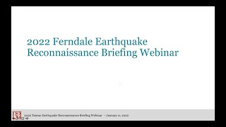 Ferndale CA M6.4 Reconnaissance Briefing Webinar