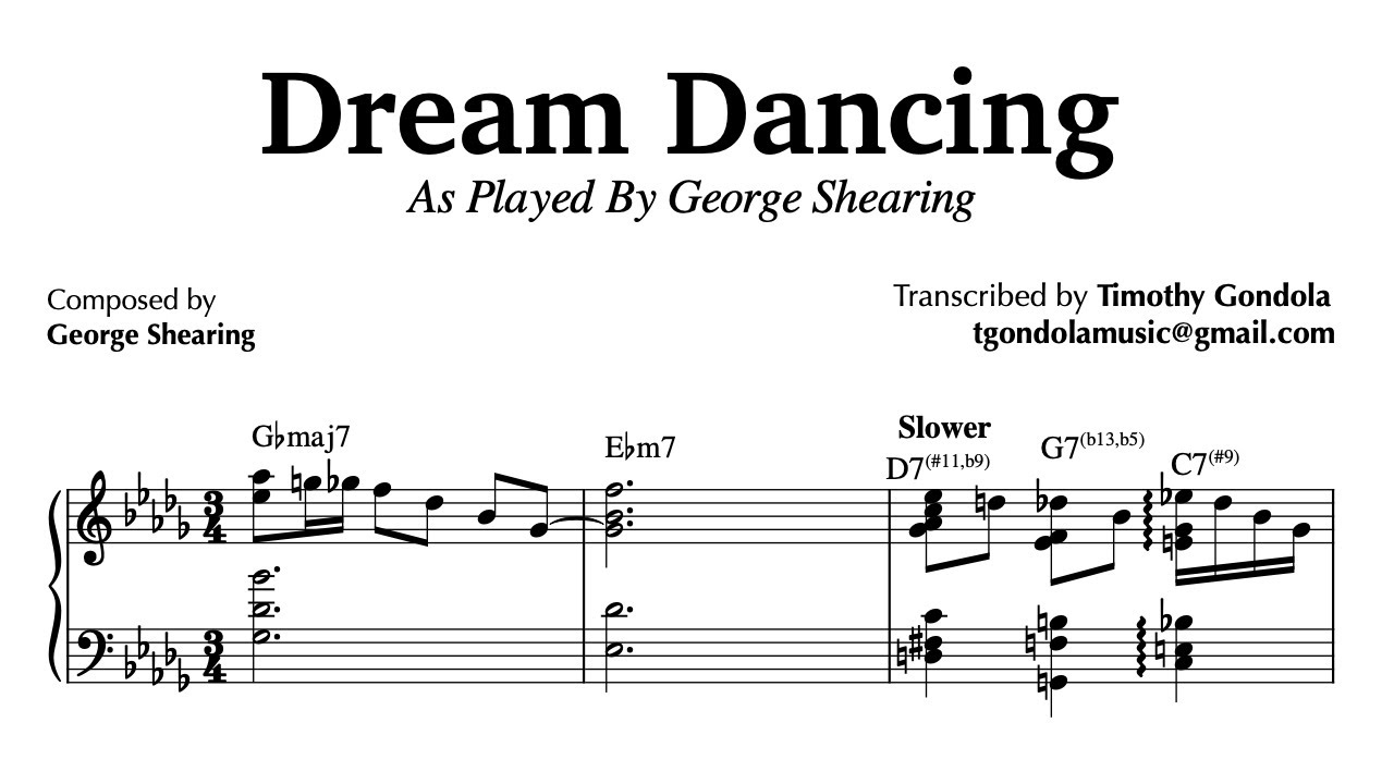 George Shearing plays Dream Dancing| Piano Transcription