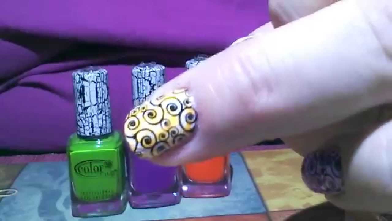 Stamping over a crackle polish
