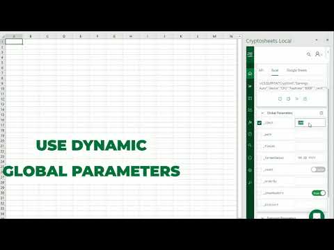 Using Global Parameters in the Cryptosheets Console