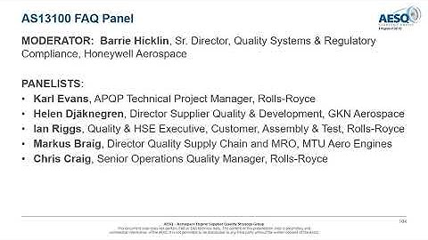 AESQ Derby Supplier Forum - February 23, 2023 AS13100 FAQ Panel
