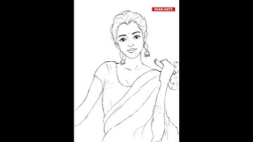 #shorts | girl with red saree | iPad speed panting |procreate | tamil girl painting | suanarts #art