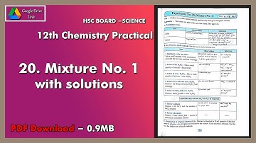 12th Chemistry Practical No. 20 Answers [Science]
