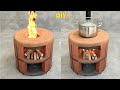 DIY / Super beautiful wood stove from red brick and clay