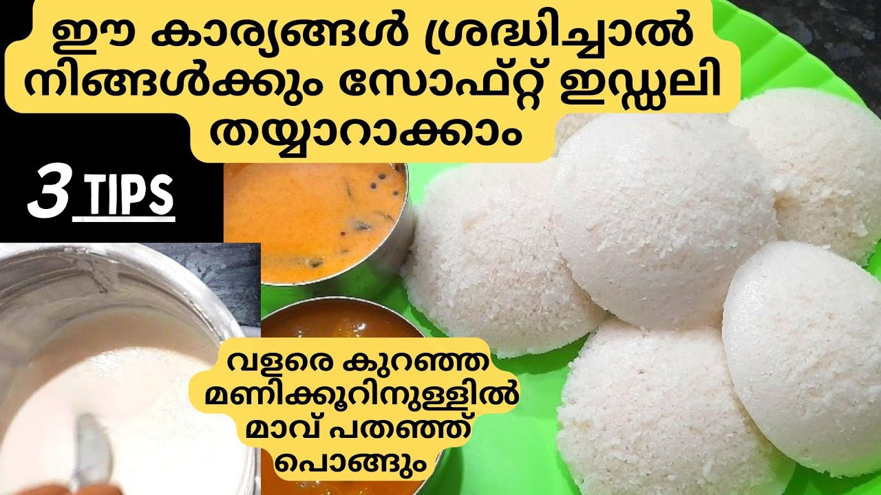 പഞ്ഞിപോലുള്ള ഇഡ്ഡലി Soft Idli Batter in Malayalam Soft Idli Recipe
