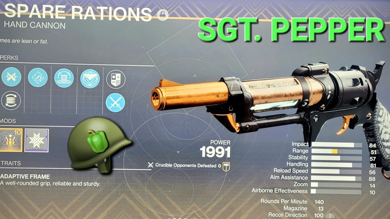 Spare Rations Weapon SPARE RATIONS Destiny 2 - YouTube