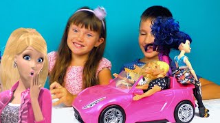 Розовая МАШИНА Barbie Блестящий Кабриолет/ Мультики барби / Есения малышка для детей