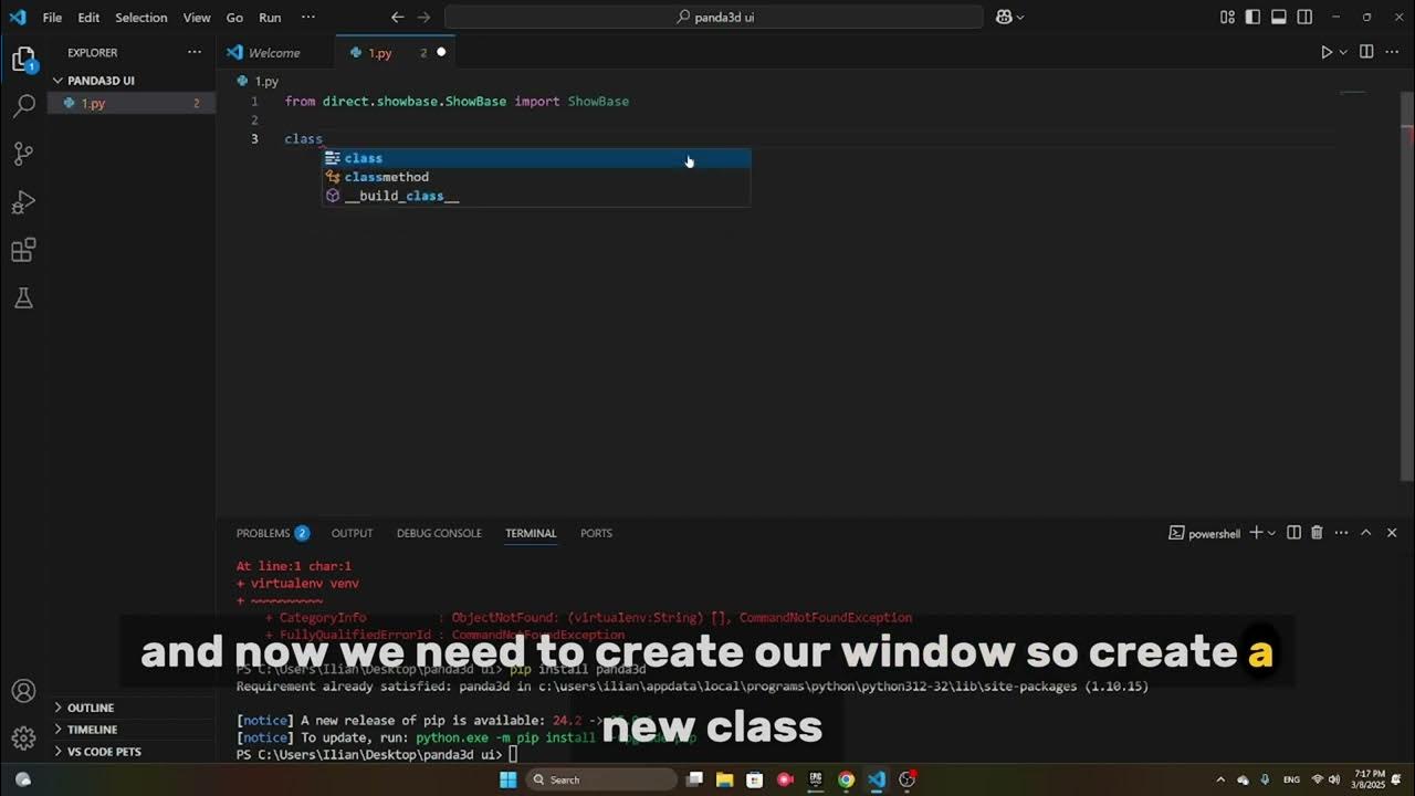 panda3D python tutorial #1 - Creating a window - YouTube