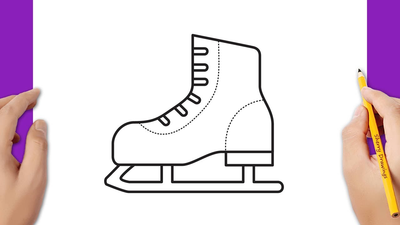 How to draw an ice skating shoe - YouTube