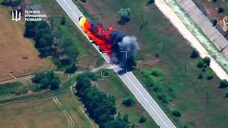 Huge Fireball as Russian Fuel Truck is Hit By A Drone